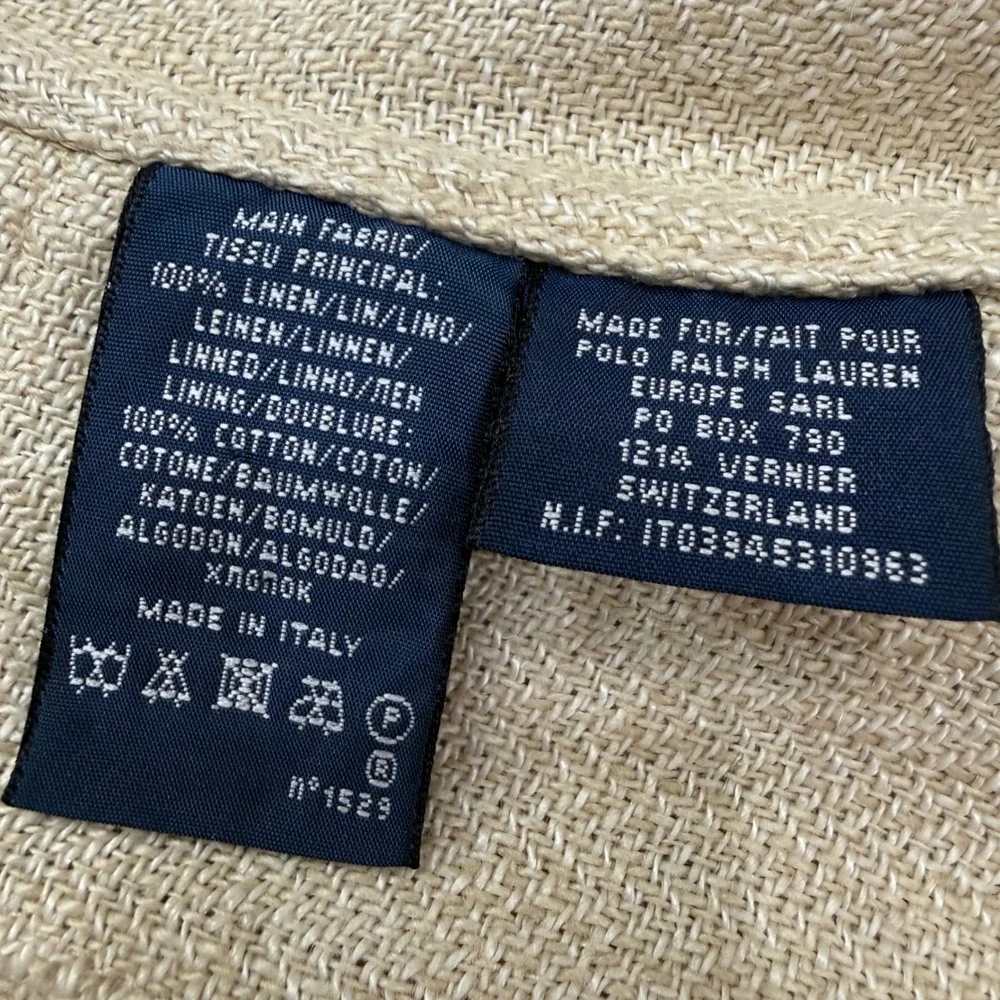 Ralph Lauren Cream Linen Herringbone Safari Blazer Jacket Capsule Italy Size 6 - Picture 15 of 15